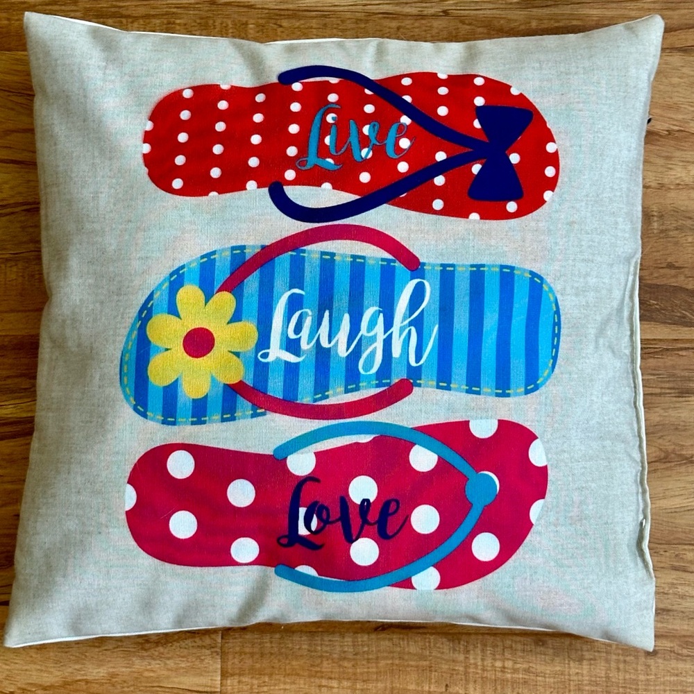 Colorful Flip Flop Pillow with Inspirational Text
